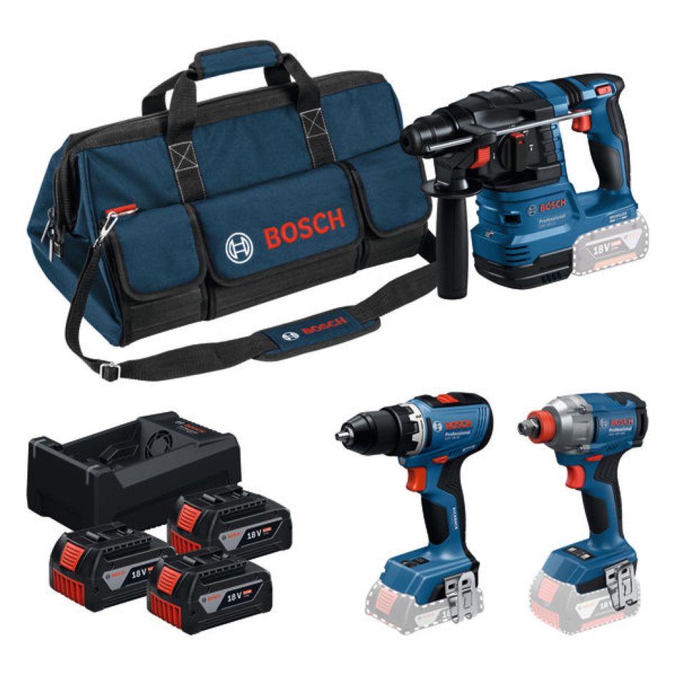 Bosch Blau 0615A50093 Accutoolkit 3 Werkzeugsatz 18V 3x GBA 18V 5.0Ah und Ladegerät GAL 12V-18V-80 in Werkzeugtasche