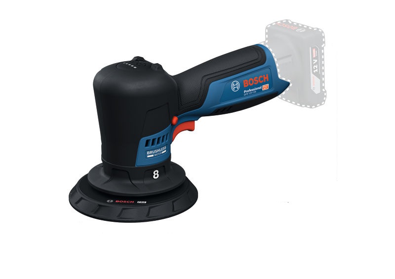 Bosch Blau 06019L4101 GPX12V-125 Akku-Polierer exkl. Akku und Ladeger&auml;t mit St&uuml;tzkissen, Polierkissen im Karton