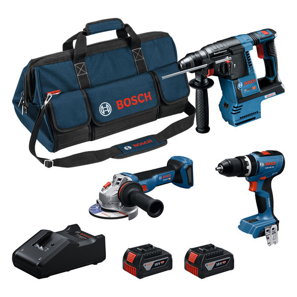 Bosch Blau 0615A002M4 Akku-Werkzeugsatz 3-Toolkit 18V in Werkzeugtasche