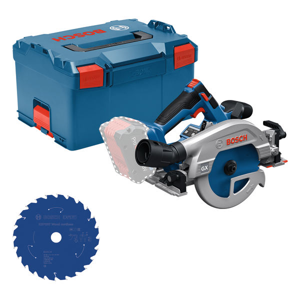 Bosch Blau 0615A500DZ GKS 18V-57-2 GX Akku-Kreiss&auml;ge 2x 18V 5.0Ah Akku und Ladeger&auml;t + Expert f&uuml;r Holzkreiss&auml;geblatt in L-BOXX