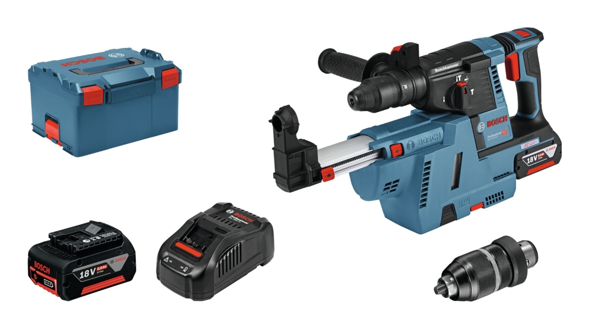 Bosch Blau 061191000G GBH 18V-26 F Kombihammer mit integrierter Absaugung 18V 5.5Ah ProCore in L-Boxx