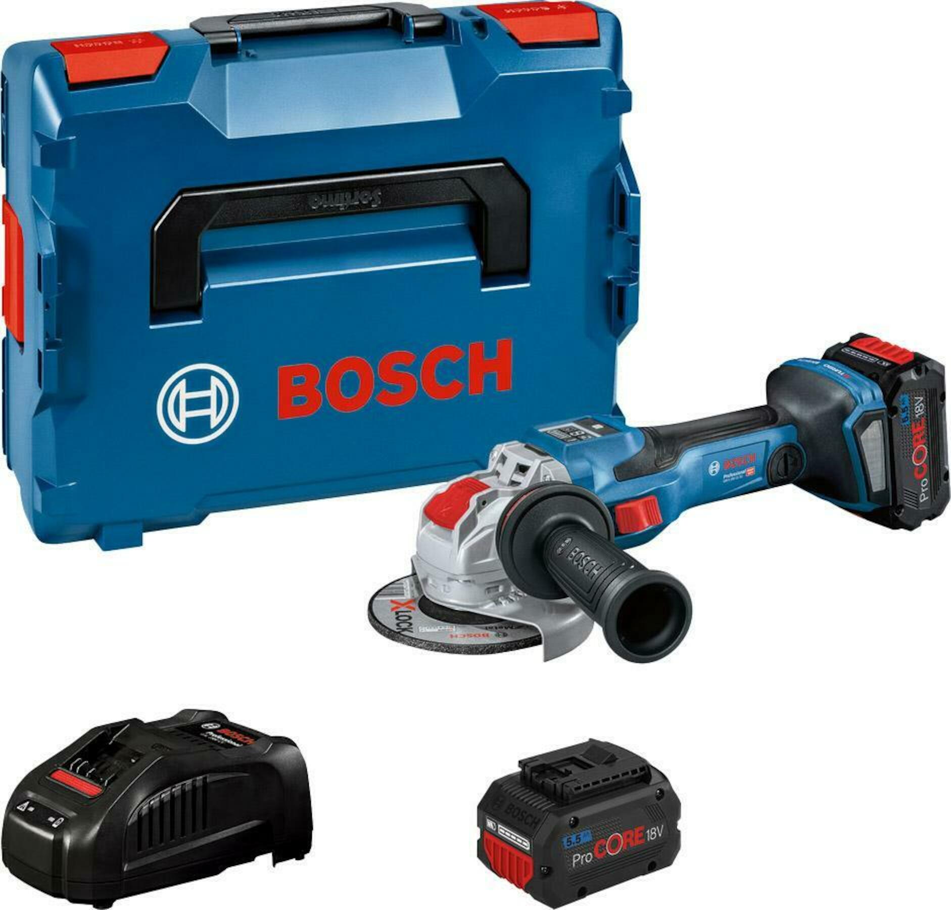 Bosch Blau 06019H6502 X-LOCK GWX 18V-15 SC Akku-Winkelschleifer 125mm 18V ProCore 5.5Ah in L-BOXX