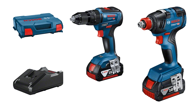 Bosch Blau 06019J2208 Kombi-Pack GSB 18V-55 Akku-Bohrmaschine + GDX 18V-200 Akku-Schlagschrauber 18V 4.0AH im L-Case