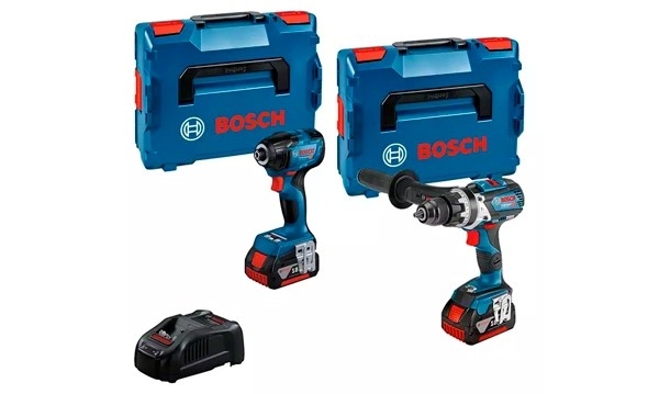 Bosch Blau 0615990N2V GSB 18V-110 Akku-Bohrhammer + GDR 18V-210 C Schlagschrauber 18 Volt 5.0 AH Li-Ion in L-BOXX