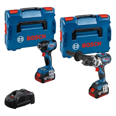 Bosch Blau 0615990N2W GSR 18V-110 Akku-Bohrmaschine + GDR 18V-210 C Schlagschrauber 18 Volt 5.0 AH Li-Ion in L-BOXX