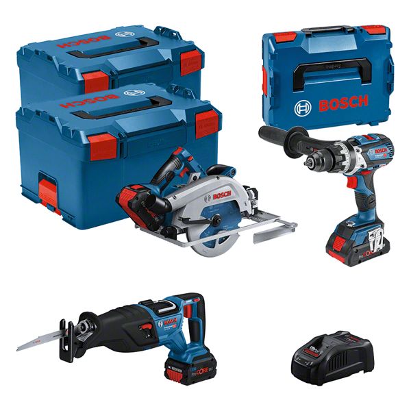 Bosch Blau 0615990N38 3 ToolKit 18V - 3 Maschinen + 1 x ProCore 18V 4.0Ah + 2 x ProCore 18V 5.5Ah Comboset in L-Boxx