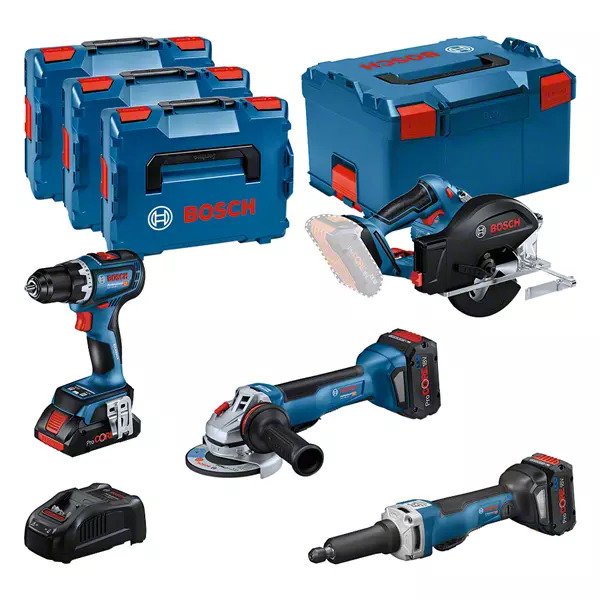 Bosch Blau 0615990N3A 4 ToolKit 18V - 4 Maschinen + 1 x ProCore 18V 4.0Ah + 2 x ProCore 18V 5.5Ah Comboset in L-Boxx