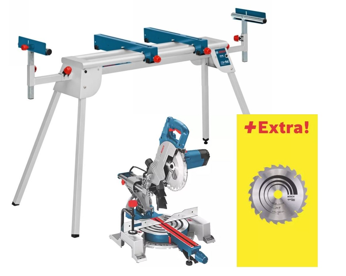 Bosch Blau GCM80SJ-SET GCM 80 SJ Trennsäge 216 mm 1400 W + GTA 2600 Unterwagen