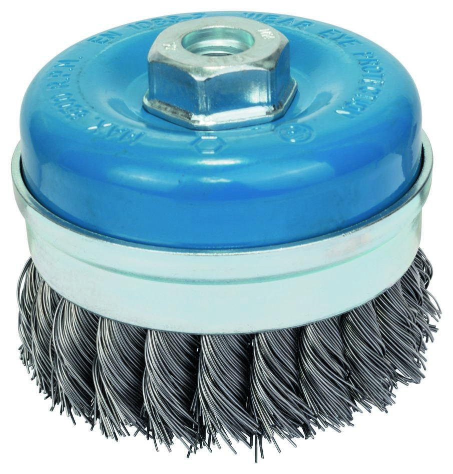 Bosch Blau Zubehör 1608614001 Topfbürste 90 mm, gezopfter Stahldraht 90 mm, 0,5 mm, M14