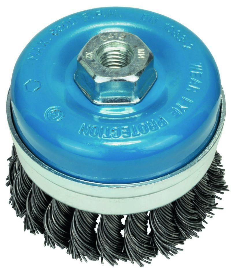 Bosch Blau Zubehör 1608614000 Topfbürste 90 mm, gezopfter Stahldraht 90 mm, 0,8 mm, M14
