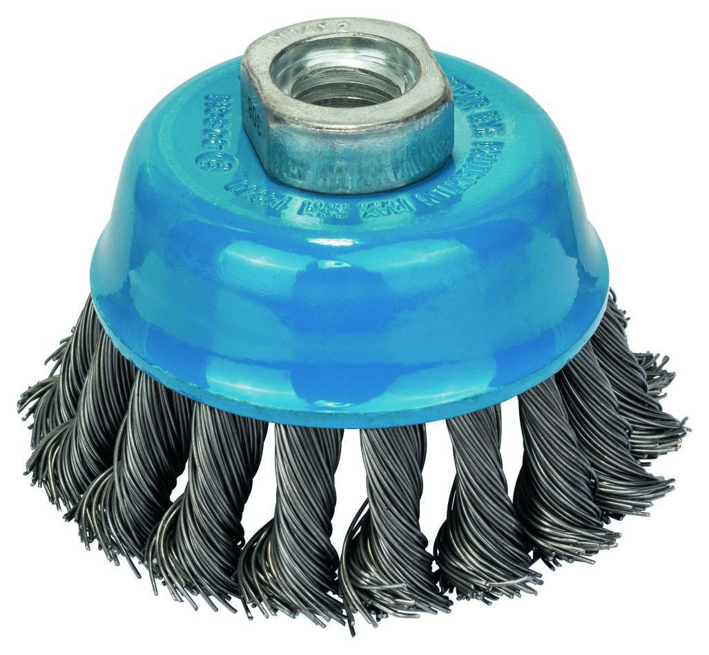 Bosch Blau Zubehör 1608622029 Topfbürste 75 mm, gezopfter Stahldraht 75 mm, 0,5 mm, M14