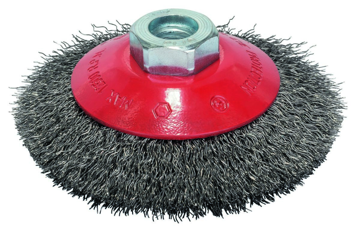 Bosch Blau Zubehör 2608622057 Kegelbürste Metal,gewellter Draht 100mm,M14