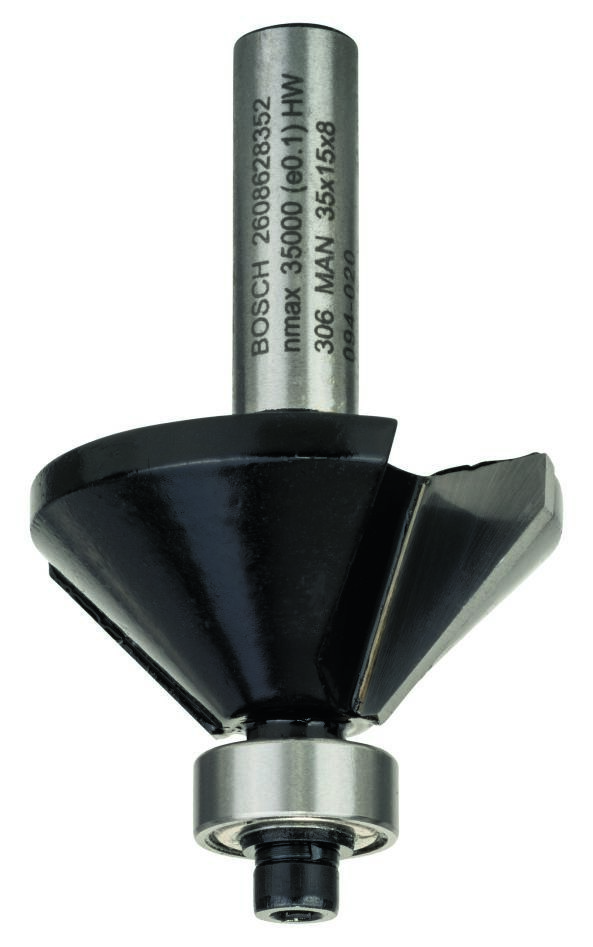 Bosch Blau Zubehör 2608628352 Fasefräser, 8 mm, B 11 mm, L 15 mm, G 56 mm, 45° 8 mm, B 11 mm, L 15 mm, G 56 mm, 45°
