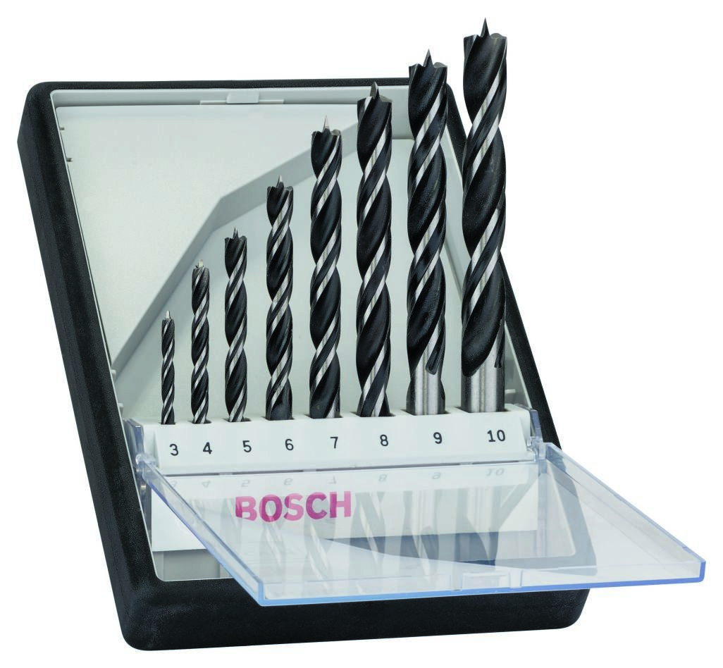 Bosch Blau Zubehör 2607010533 8tlg. Robust Line Holzspiralbohrer-Set 3; 4; 5; 6; 7; 8; 9; 10 mm