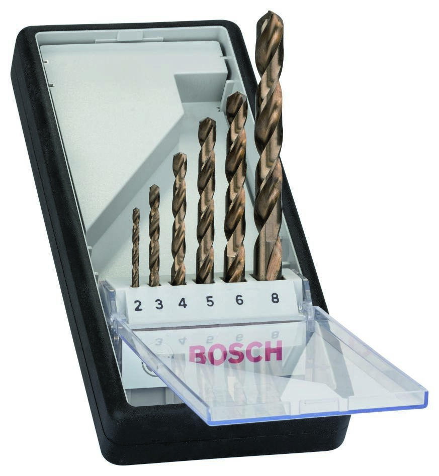 Bosch Blau Zubehör 2607019924 6tlg. Robust Line Metallbohrer-Set HSS-Co (Cobalt-Legierung) 2; 3; 4; 5; 6; 8 mm