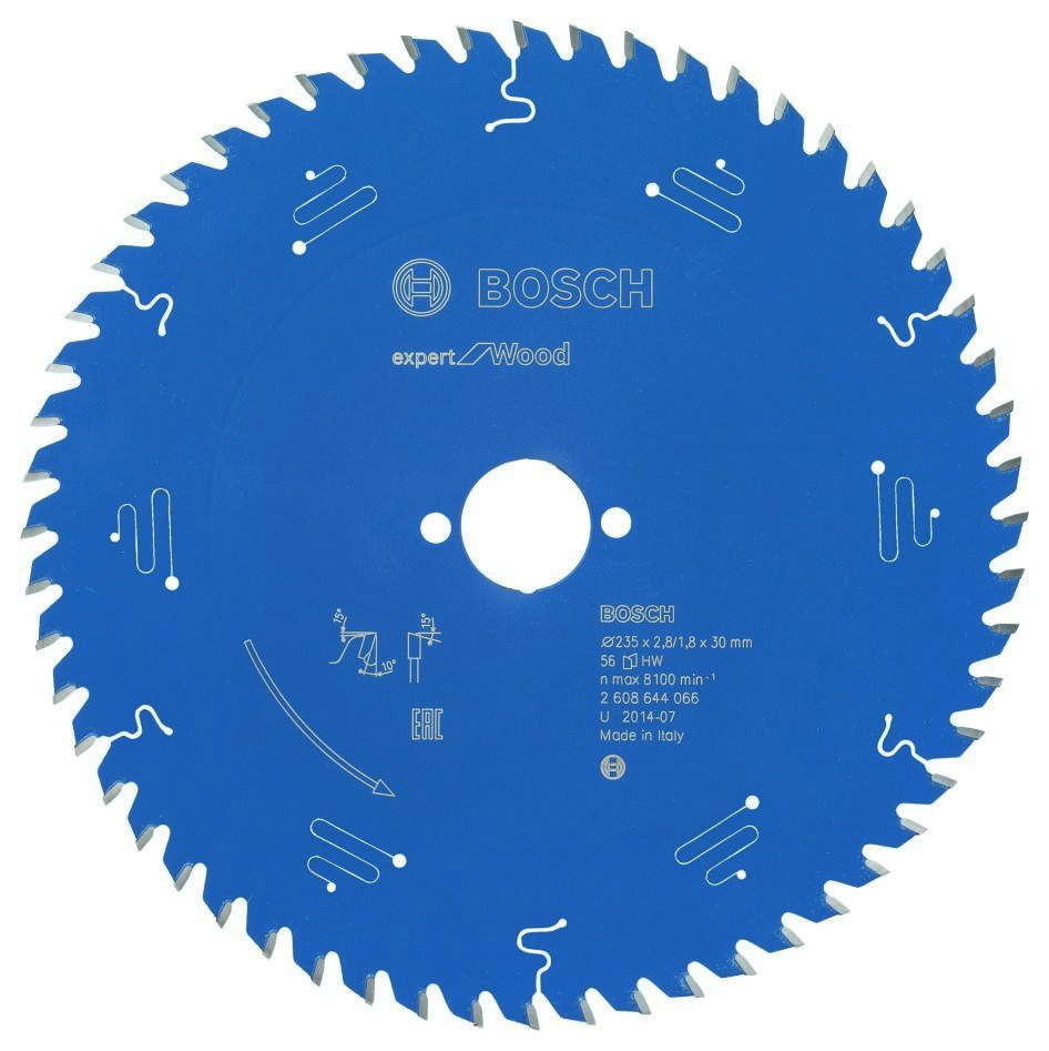 Bosch Blau Zubehör 2608644066 Hartmetall Kreissägeblatt Expert für Holz 235 x 30 x 56T