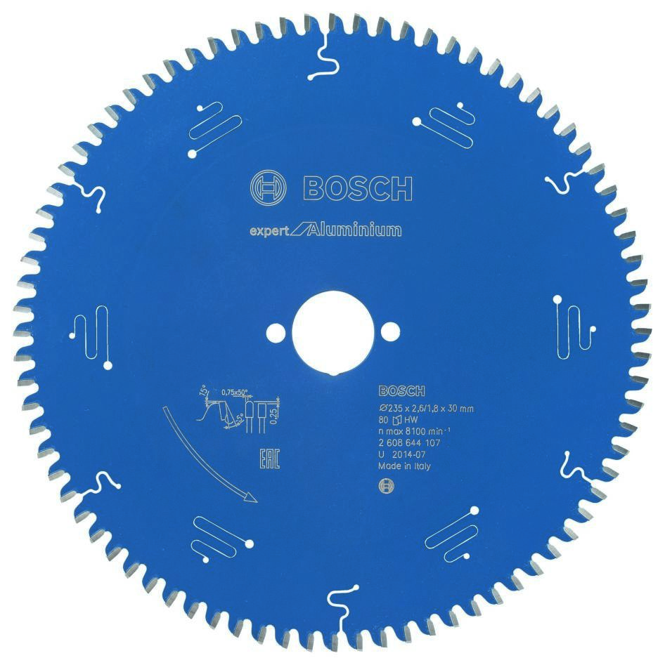 Bosch Blau Zubehör 2608644107 Hartmetall Kreissägeblatt Expert für Aluminium 235 x 30 x 80T