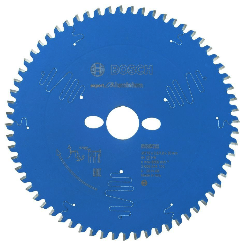 Bosch Blau Zubehör 2608644110 Hartmetall Kreissägeblatt Expert für Aluminium 216 x 30 x 64T