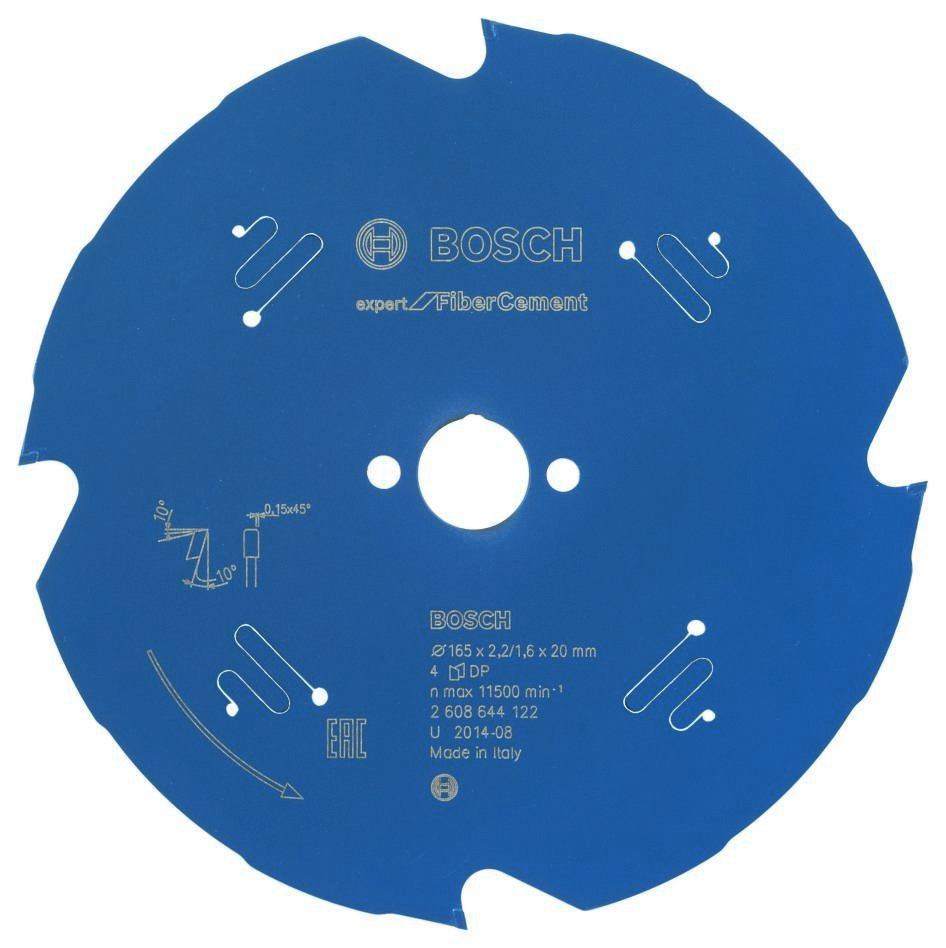 Bosch Blau Zubehör 2608644122 Hartmetall Kreissägeblatt Fibre Cement Expert 165 x 20 x 4T