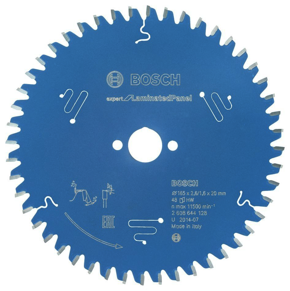 Bosch Blau Zubehör 2608644128 Hartmetall Kreissägeblatt Expert für Schichtstoffplatten 165 x 20 x 48T