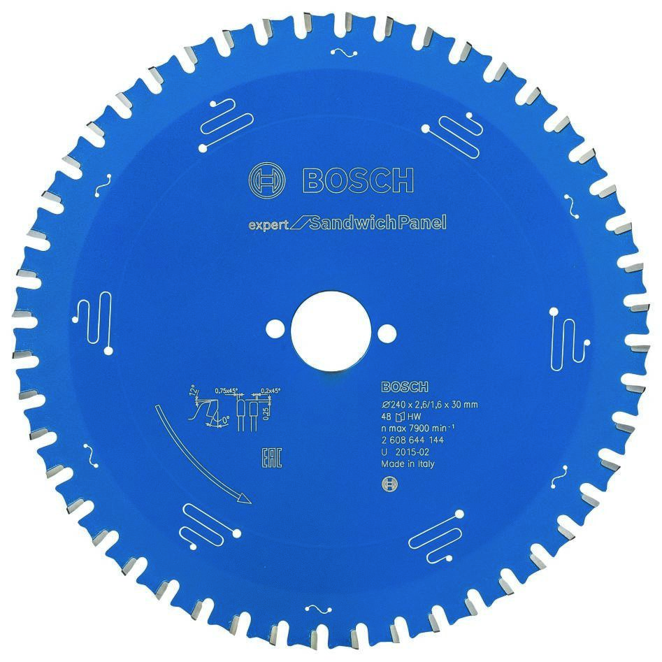 Bosch Blau Zubehör 2608644144 Hartmetall Kreissägeblatt Expert für Sandwichplatten 240 x 30 x 48T