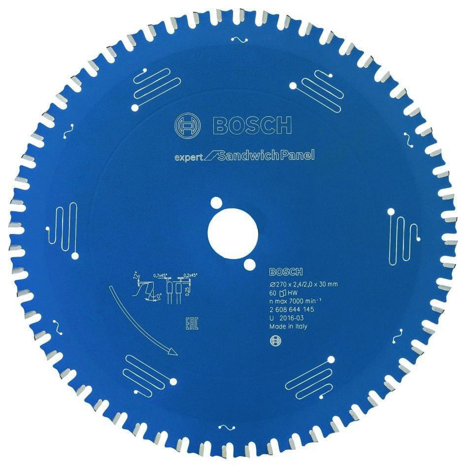 Bosch Blau Zubehör 2608644145 Hartmetall Kreissägeblatt Expert für Sandwichplatte 270 x 30 x 60T