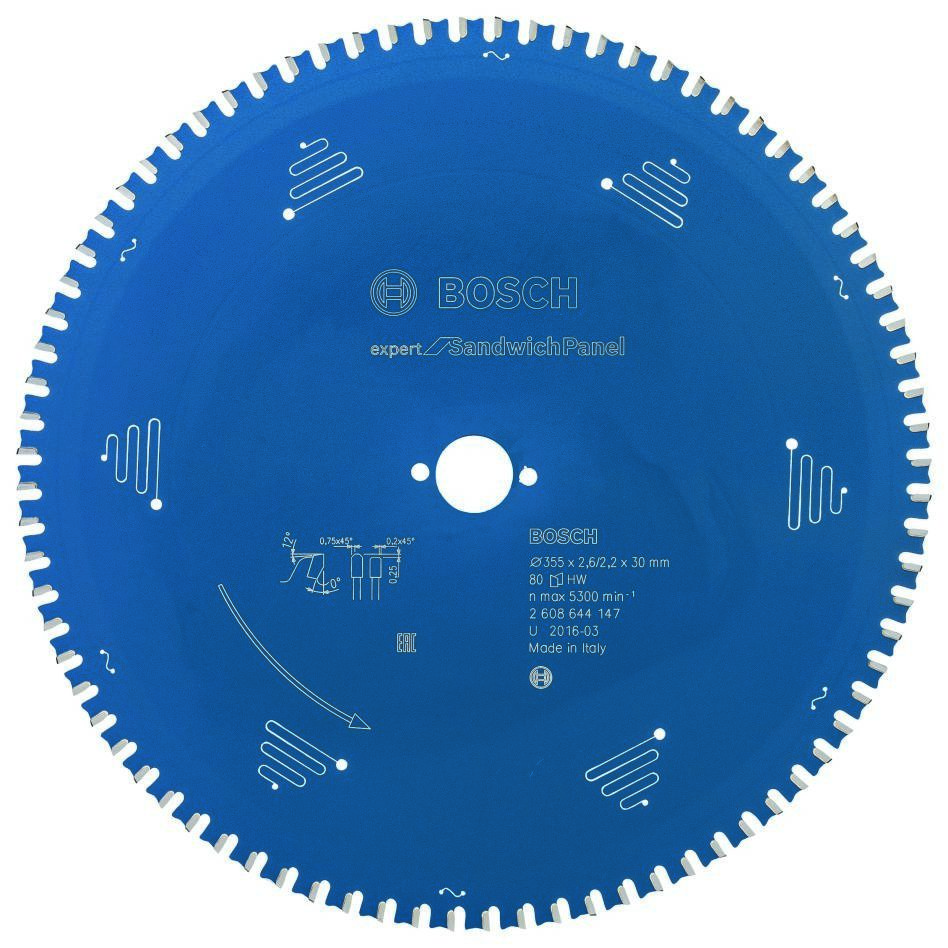 Bosch Blau Zubehör 2608644147 Hartmetall Kreissägeblatt Expert für Sandwichplatte 355 x 30 x 80T