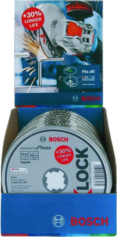Bosch Blau Zubehör 2608619267 X-LOCK Schleifscheiben Standard für Inox 125x1x22.23 10 Stück in Dose