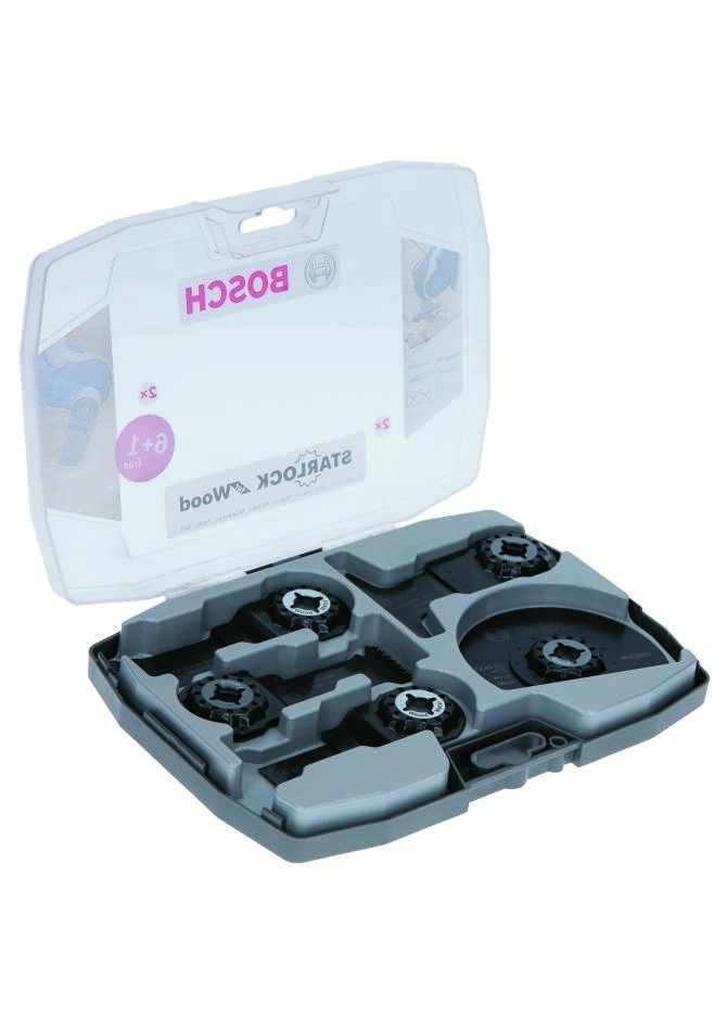 Bosch Blau Zubehör 2608664623 7-teiliges Multitool-Zubehörset Holz für Bosch-Multitool mit starLock-Anschluss