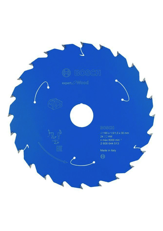 Bosch Blau Zubehör 2608644513 Hartmetall Kreissägeblatt Wood Expert für Akku-Sägen 190 x 30 x T24