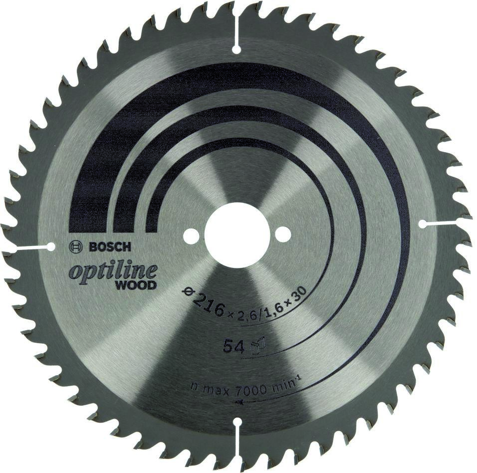 Bosch Blau Zubehör 2608838411 Optiline Holz Kreissägeblatt 216 x 2,6 / 1,6 x 30 T54