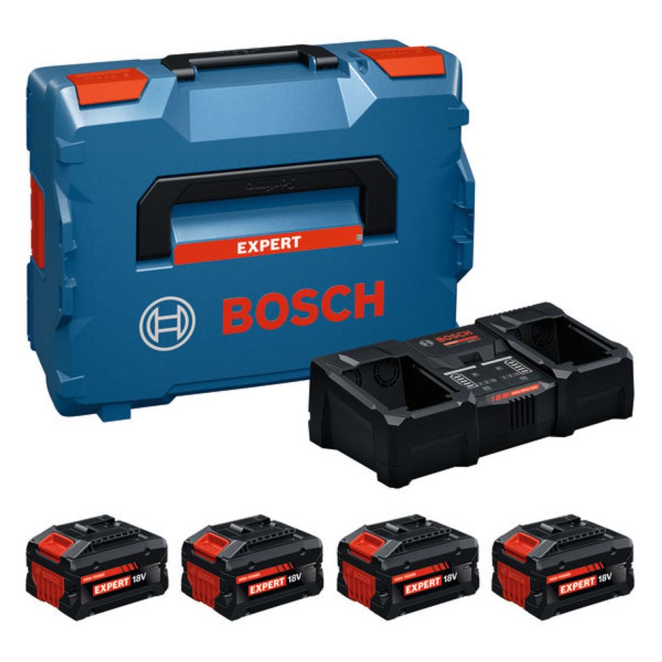 Bosch Blau Zubehör 1600A0373Y EXBA18V Batterie Starter Set 2x EXBA18V-55 2x EXBA18V-80 und Ladegerät EXAL18V2-320 in L-Boxx