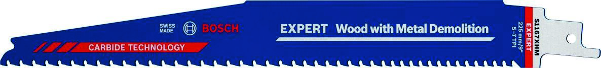 Bosch Blau Zubehör 2608900400 Expert ‘Wood with Metal Demolition’ S 1167 XHM Säbelsägeblatt, 10 Stück