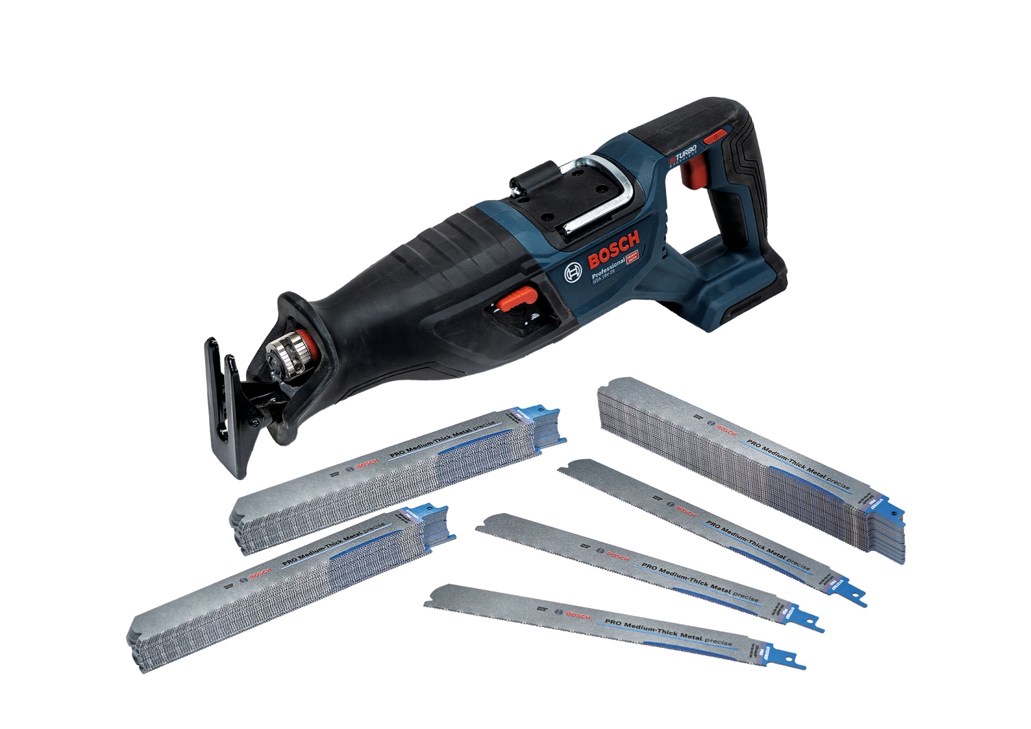 Bosch Blauw Accessoires 061599767U GSA 18V-28 Accu-Säbelsäge + 75 PRO Medium-Thick Metal Säbelsägeblätter exkl. Akku und Ladegerät im Karton