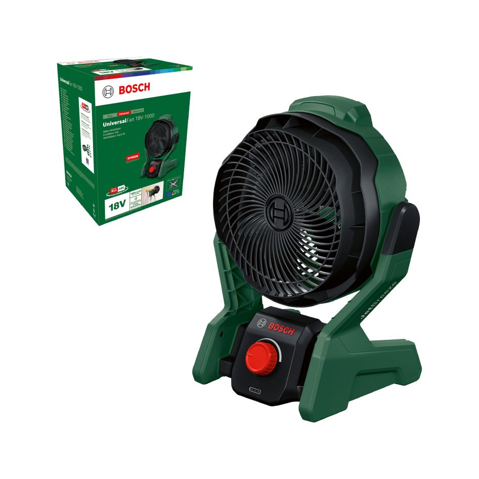 Bosch Grün 06039E1000 UniversalFan 18V-1000 Akku-Ventilator exkl. Akkus und Ladegerät im Karton