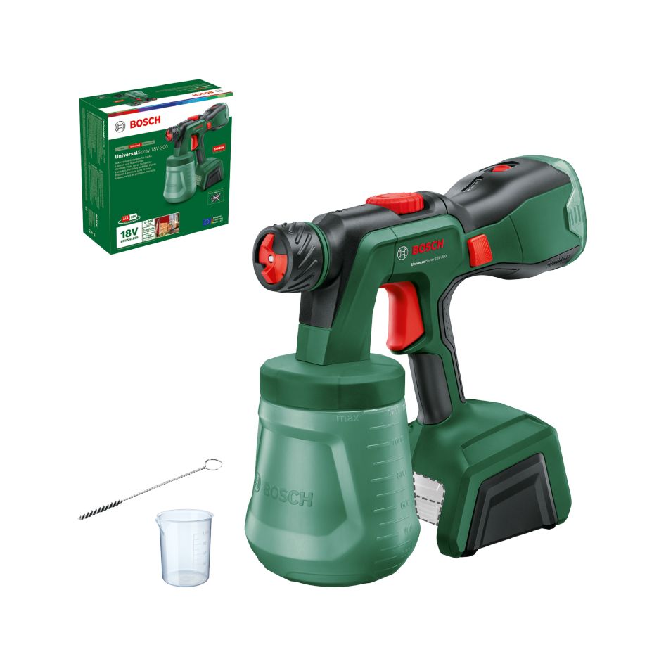 Bosch Grün 0603208100 UniversalSpray 18V-300 Akku-Farbsprühsystem ohne Akkus und Ladegerät im Karton