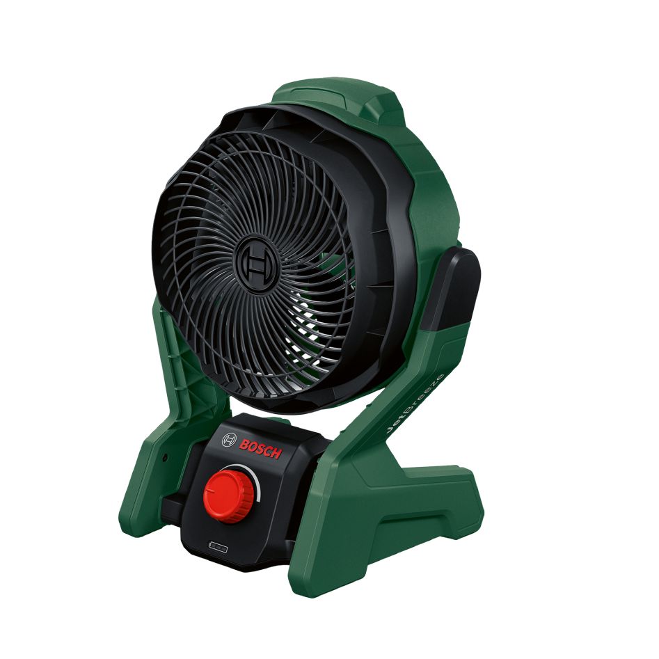 Bosch Grün 06039E1001 UniversalFan 18V-1000 Akku-Lüfter 1x 2,5 Ah und Ladegerät AL 18V-20 im Karton