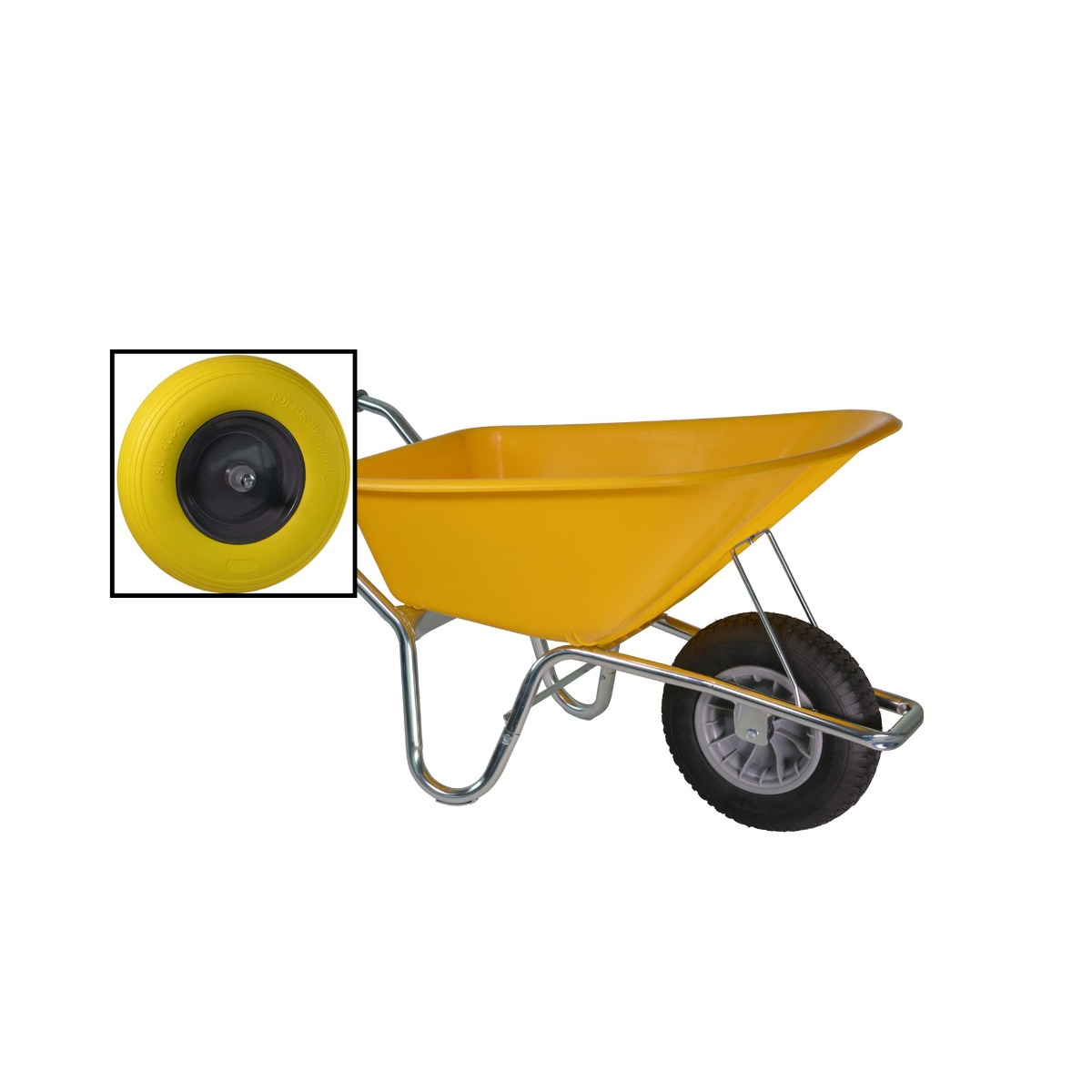 Little Jumbo 1251000885 Bau-Schubkarre HDPE gelbes Anti-Leck-Rad - 100 Liter