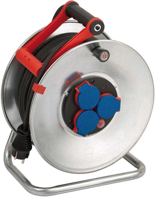Brennenstuhl 1198530 KabeltrommelKabel-L.50m H05RR-F 3G1,53xSchuko Steckdosen IP44aus Stahlblech