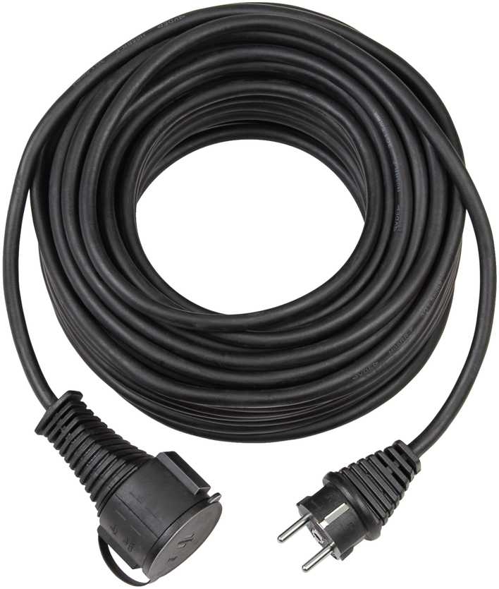 Brennenstuhl 1161420 IP44 Gummi-Verlängerungskabel 5m schwarz H05RR-F 3G1,5