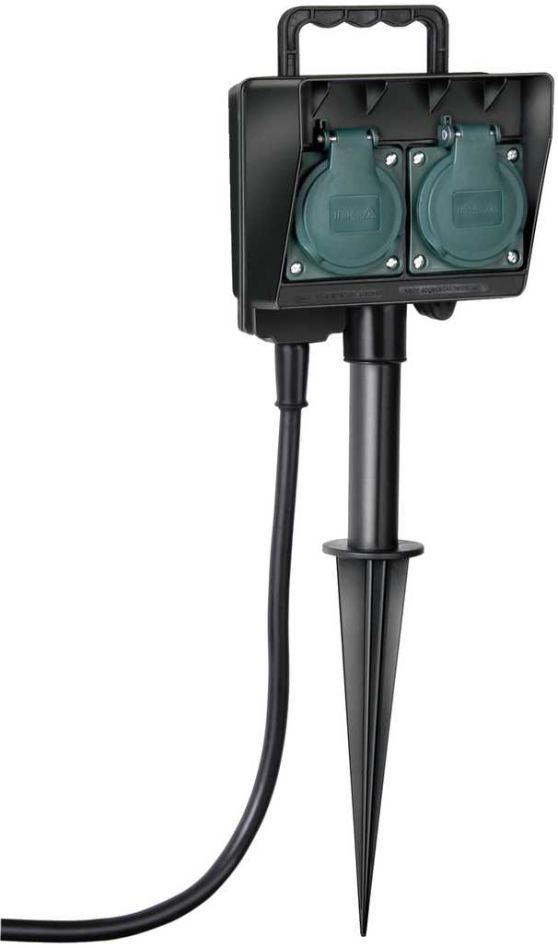 Brennenstuhl 1154430 Gartensteckdose mit Erdspieß IP44 2fach 1,4m H07RN-F 3G1,5