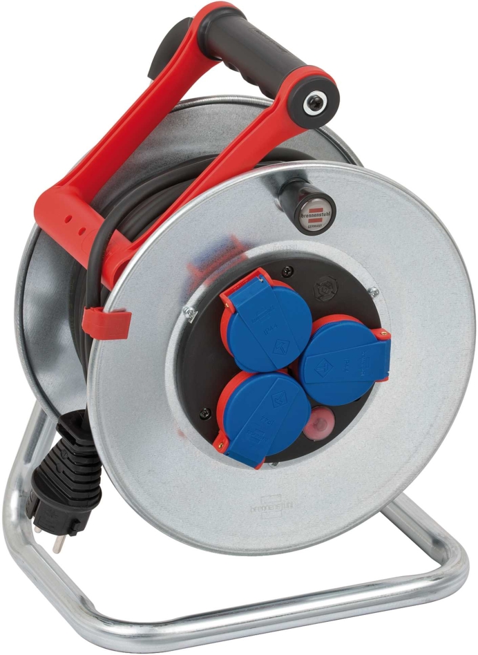 Brennenstuhl 1198580 Kabeltrommel Kabel-L.25m N05V3V3 3G1,5 3xSchutzkontaktsteckdosen IP44 Stahlblech