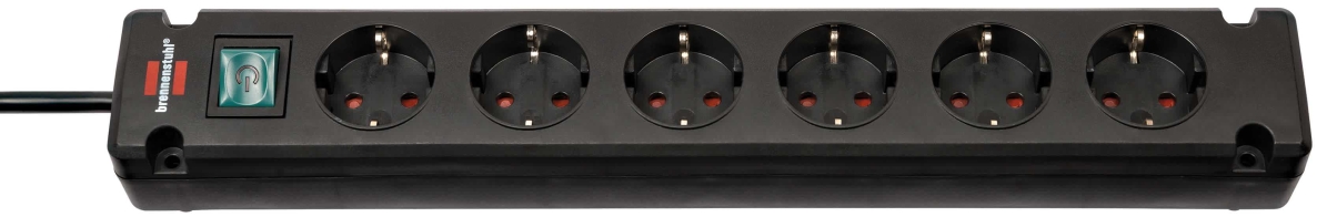 Brennenstuhl 1150650316 Bremounta Steckdosenleiste 6-fach schwarz 3m H05VV-F 3G1,5