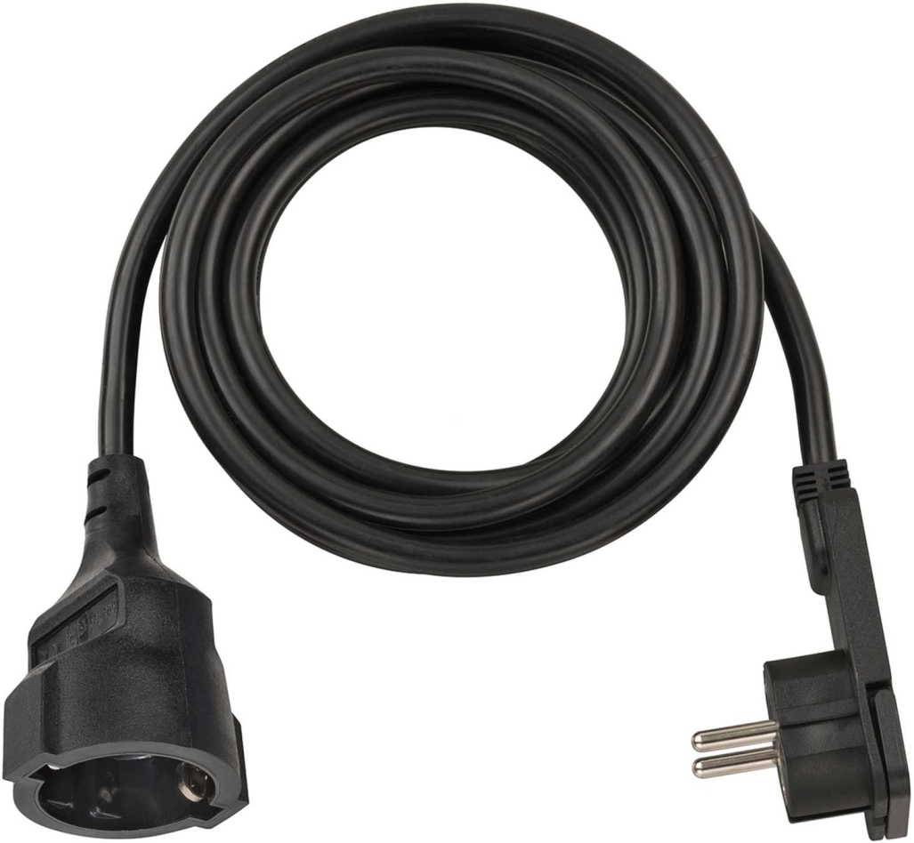 Brennenstuhl 1168980030 Qualitäts-Kunststoff-Verlängerungskabel mit Flachstecker 3m H05VV-F3G1,5 schwarz