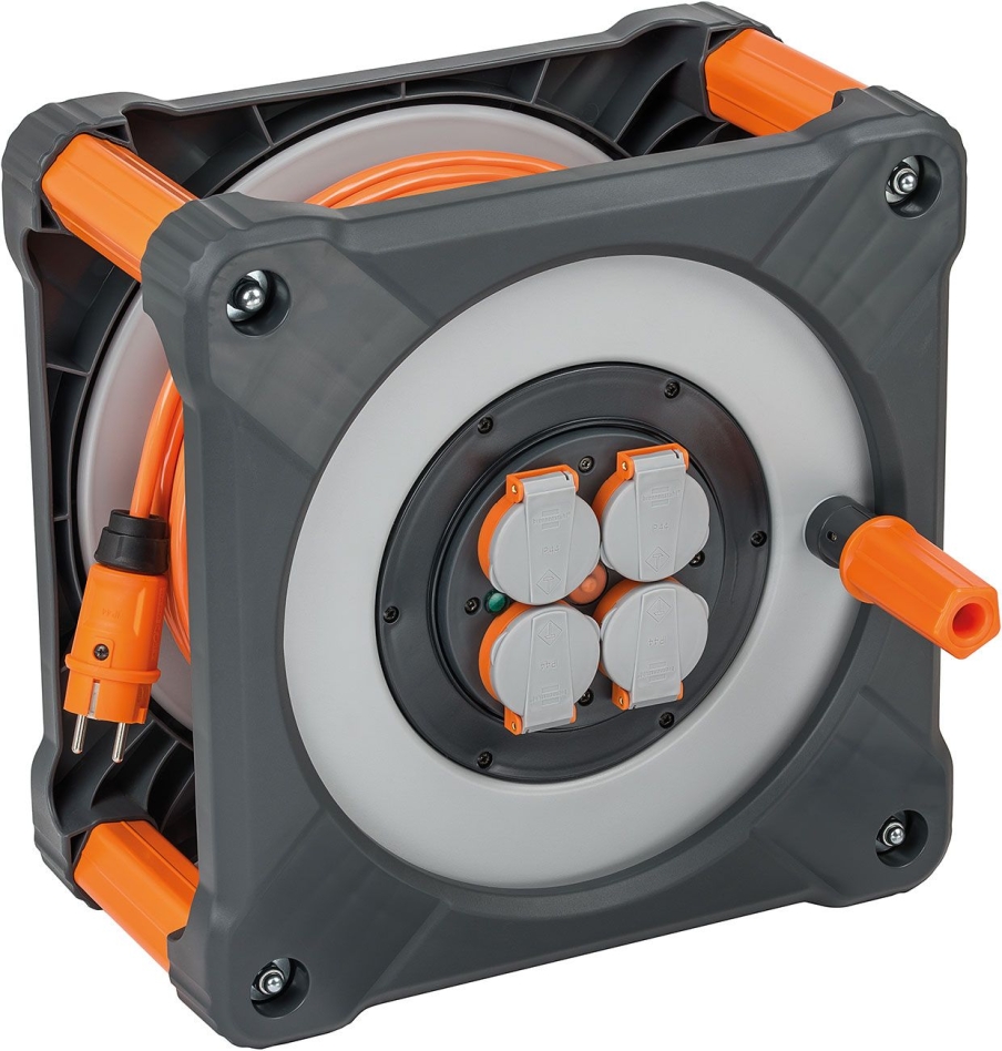 Brennenstuhl ProfessionalLINE 9201330200 professionalLINE Baustellen-Kabeltrommel BQ IP44, 3H07BQ-F 3G1,5 Kabel in orange, Rundum-Überrollschutz, BGI 608