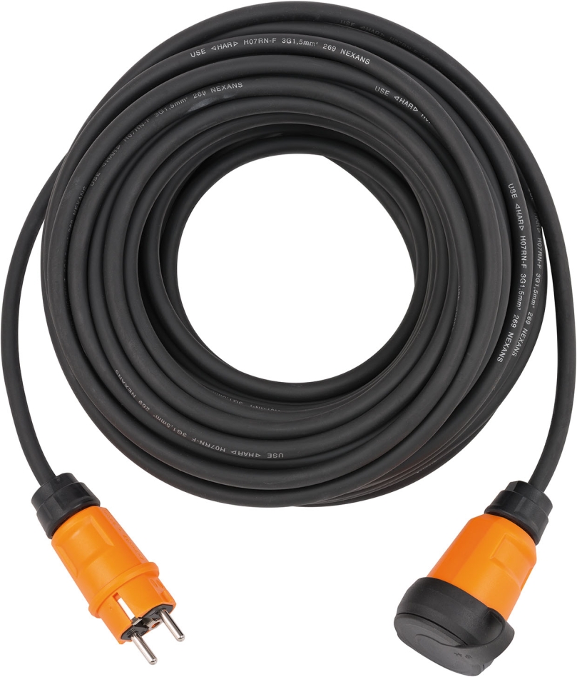 Brennenstuhl ProfessionalLINE 9162250100 professionalLINE Verlängerungskabel IP44, 25m Kabel in schwarz H07RN-F 3G2,5, BGI 608