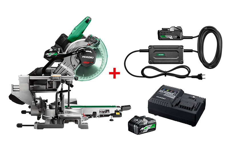 HiKOKI C3610DRAWAPZ Multivolt Accu-Kappsäge 255mm 36V 4.0Ah Li-Ion + ET36AW0Z Netzteil