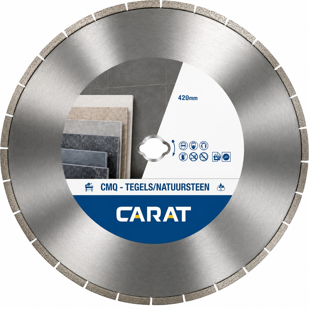 Carat CMQ4204000 Diamants&auml;geblatt f&uuml;r Naturstein/Fliesen, &Oslash; 420 mm, inkl. spezieller Bohrung f&uuml;r iQ-S&auml;getische