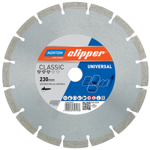 Norton Clipper 70184626810 Classic Universal Diamant-Sägeblatt 230 x 22,23 mm