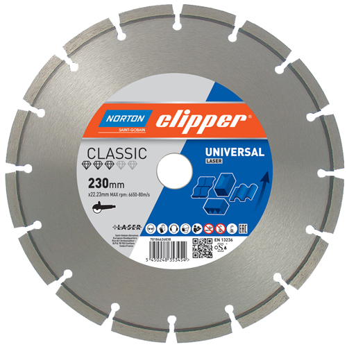 Norton Clipper 70184626835 Classic Universal Laser Diamant-Sägeblatt 125 x 22,23 mm